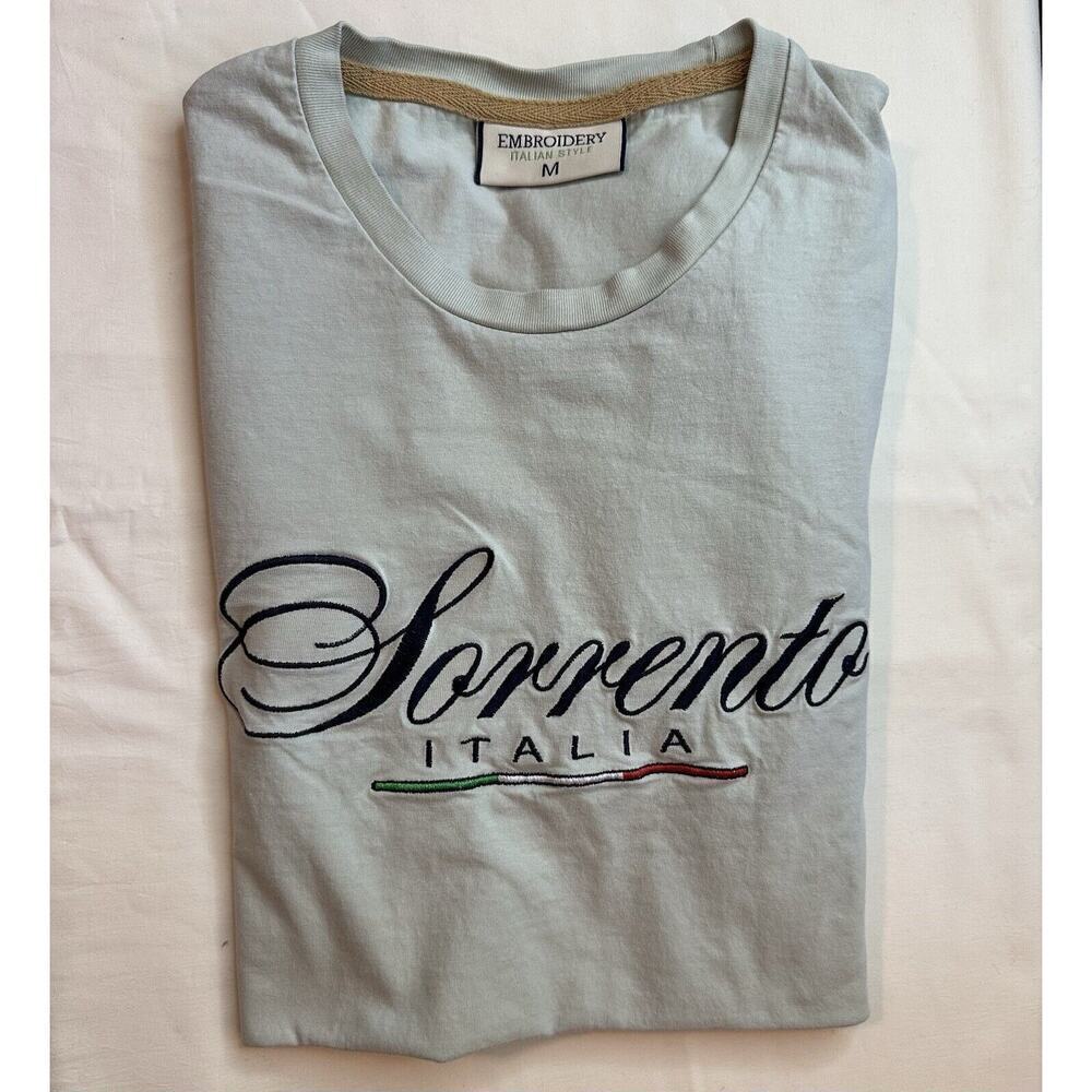 Sorrento Italia Embroidered Mint Colored T Shirt Size M Unisex Vintage Style